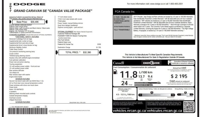 
								2017 Dodge Grand Caravan SE full									